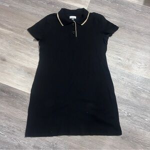 Calvin Klein Black Cotton Dress with Gold Trim